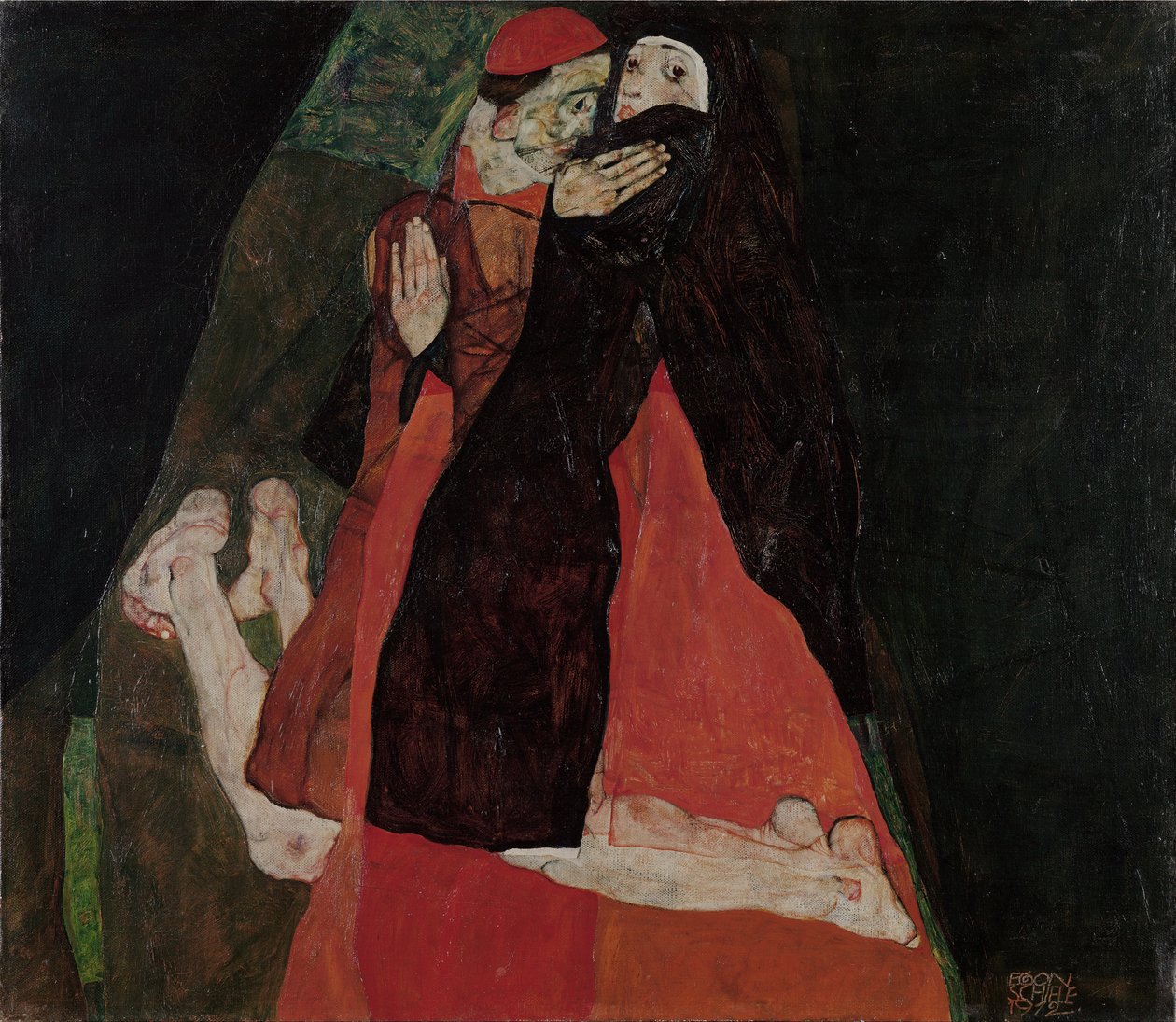 Kardinal og nonne (kærtegn) af Egon Schiele