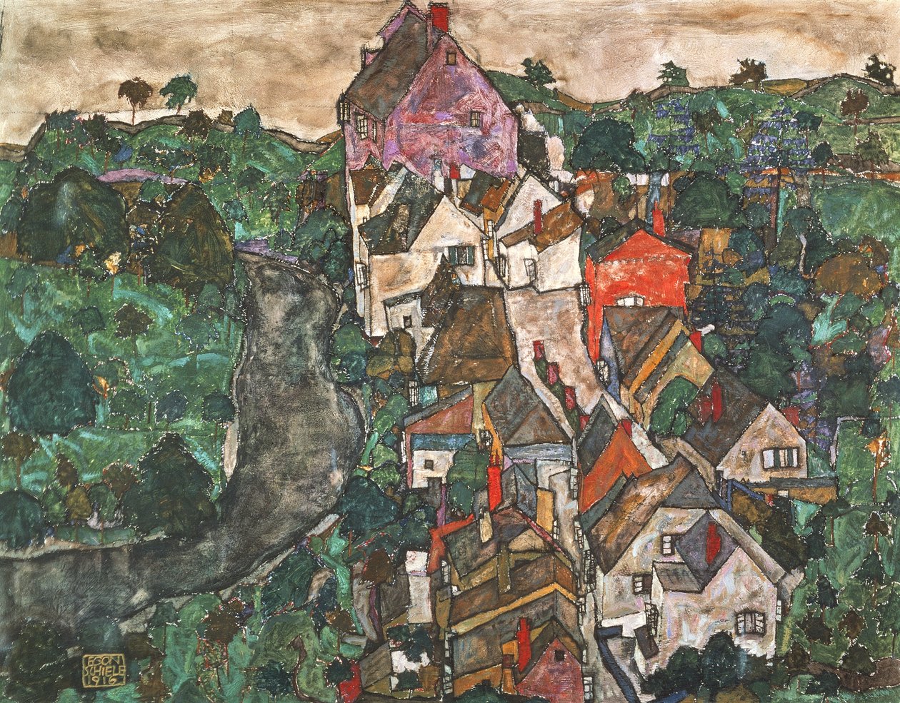 Krumau af Egon Schiele