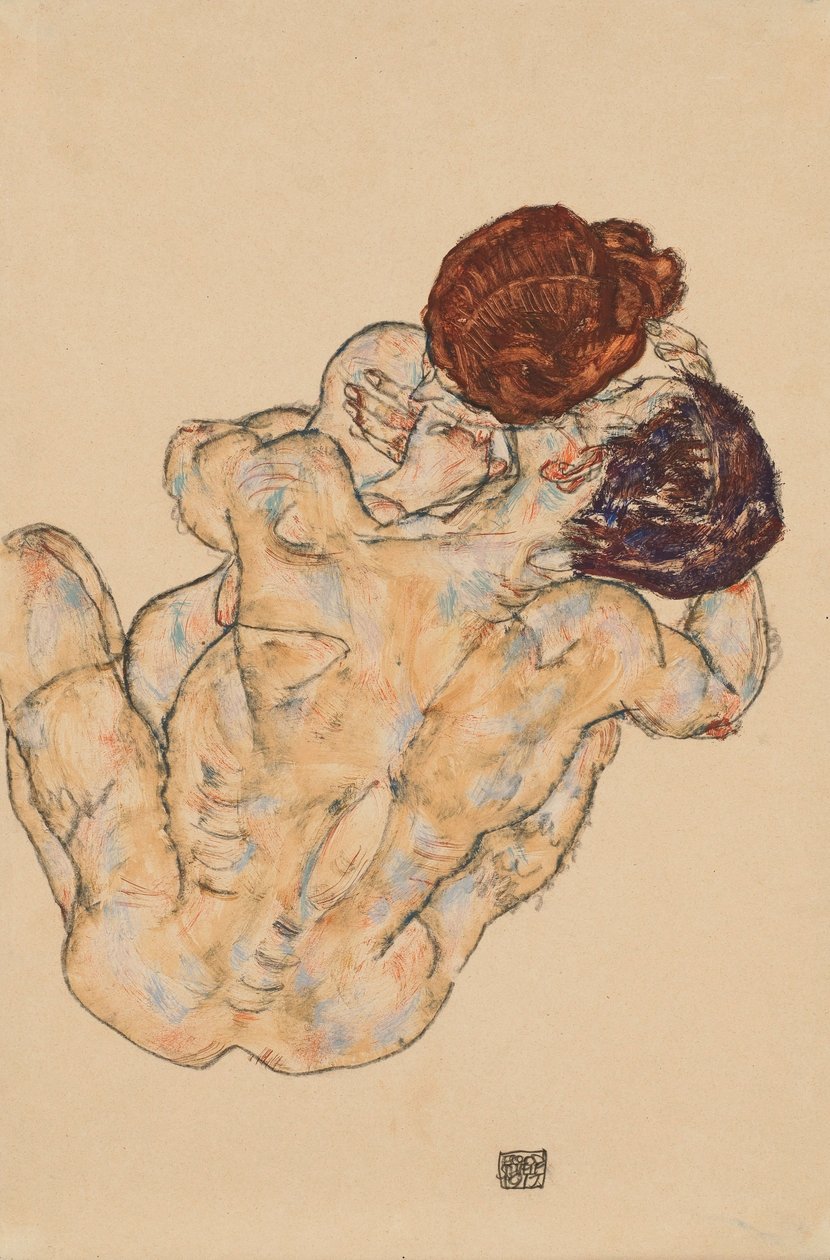 Mand og kvinde, kram af Egon Schiele