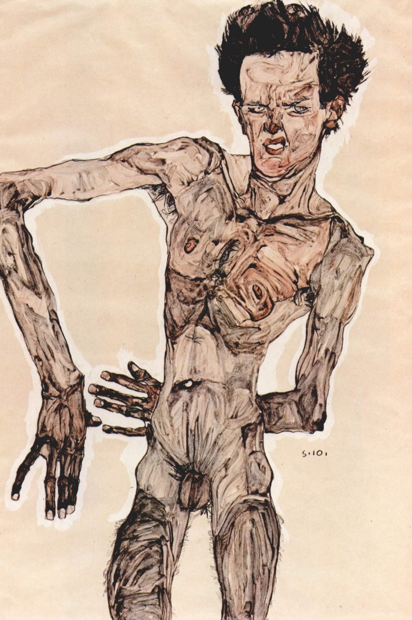 Mand nøgen af Egon Schiele