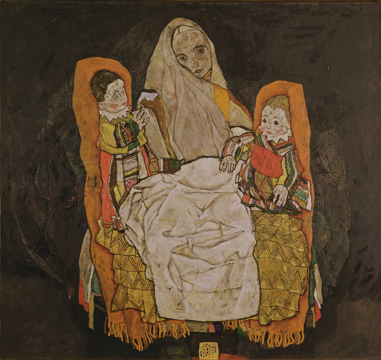 Mor med to børn, 1915-17 af Egon Schiele