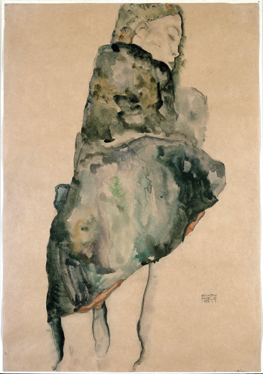Portræt af en kvinde i stand. Tegning af Egon Schiele (1890-1918). New York, Museum of Modern Art af Egon Schiele