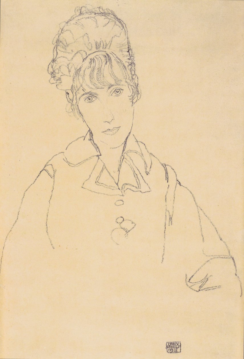 Portræt af Edith Schiele af Egon Schiele