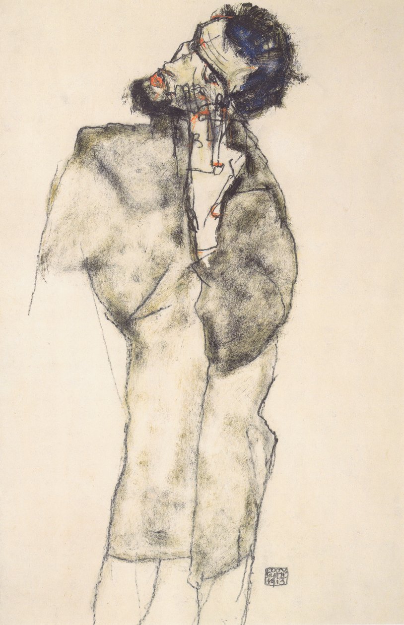 Selvportræt som asket af Egon Schiele