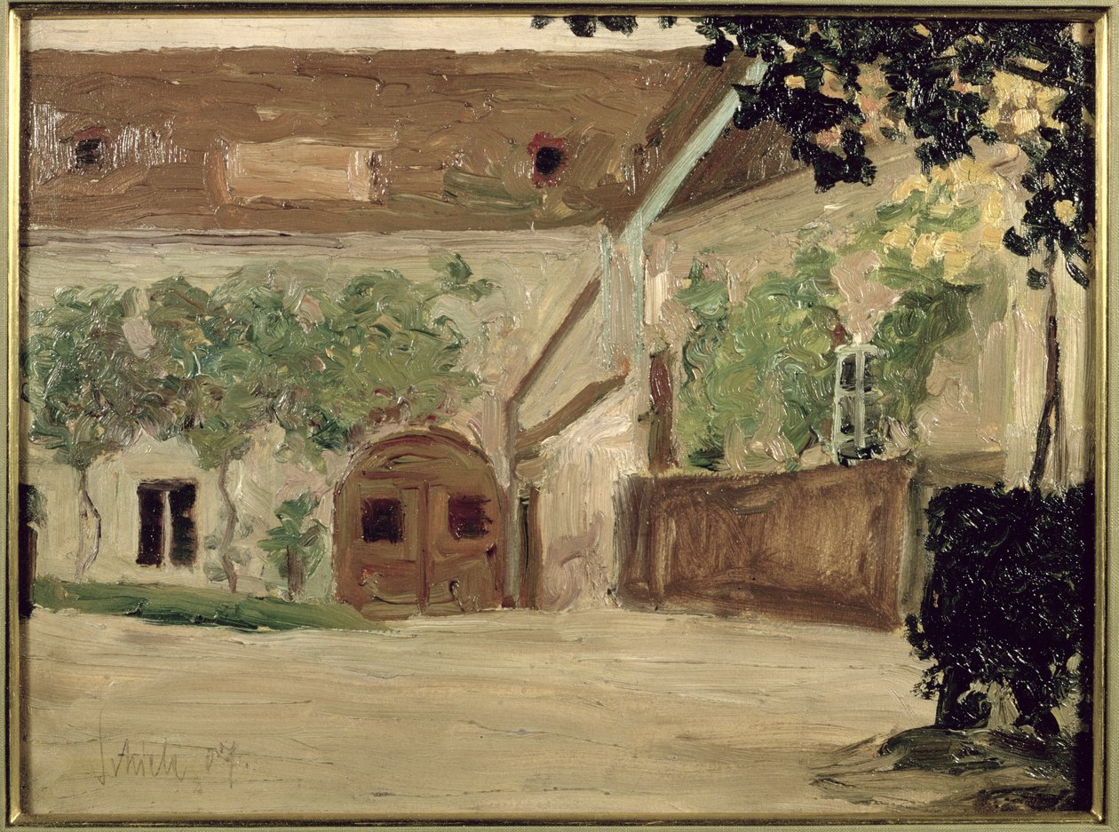 Snedkerværkstedet i Klosterneuburg, 1907 af Egon Schiele