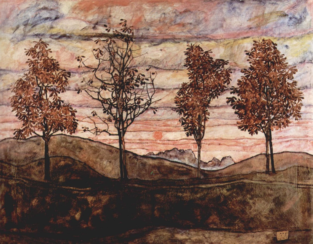 Fire træer af Egon Schiele
