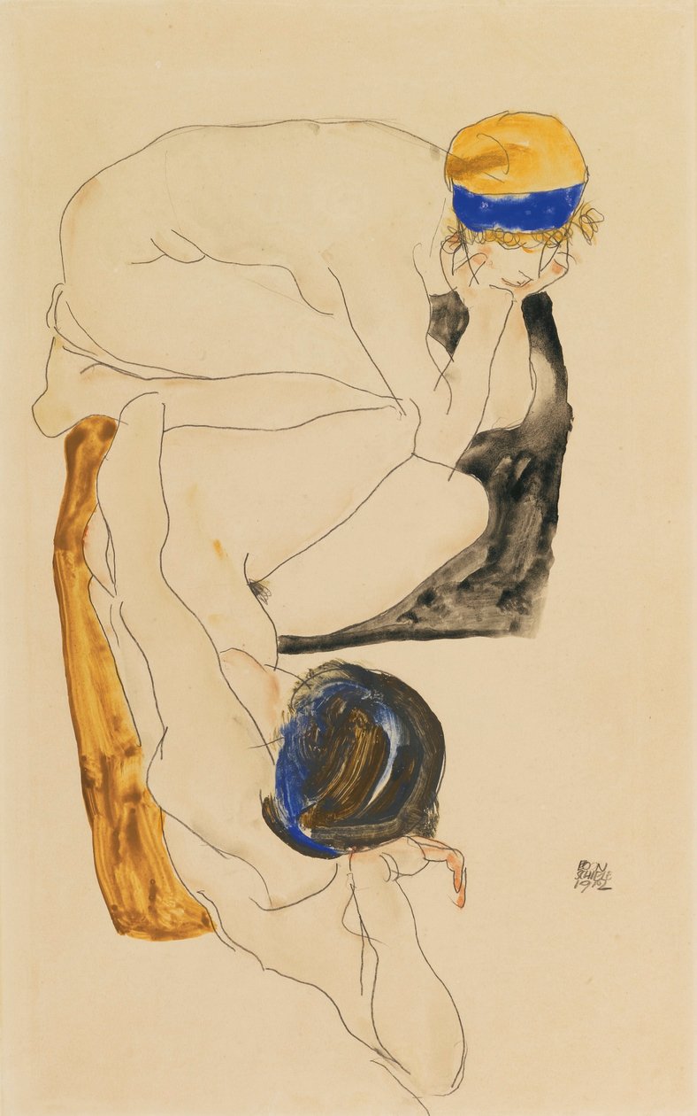 To liggende figurer af Egon Schiele