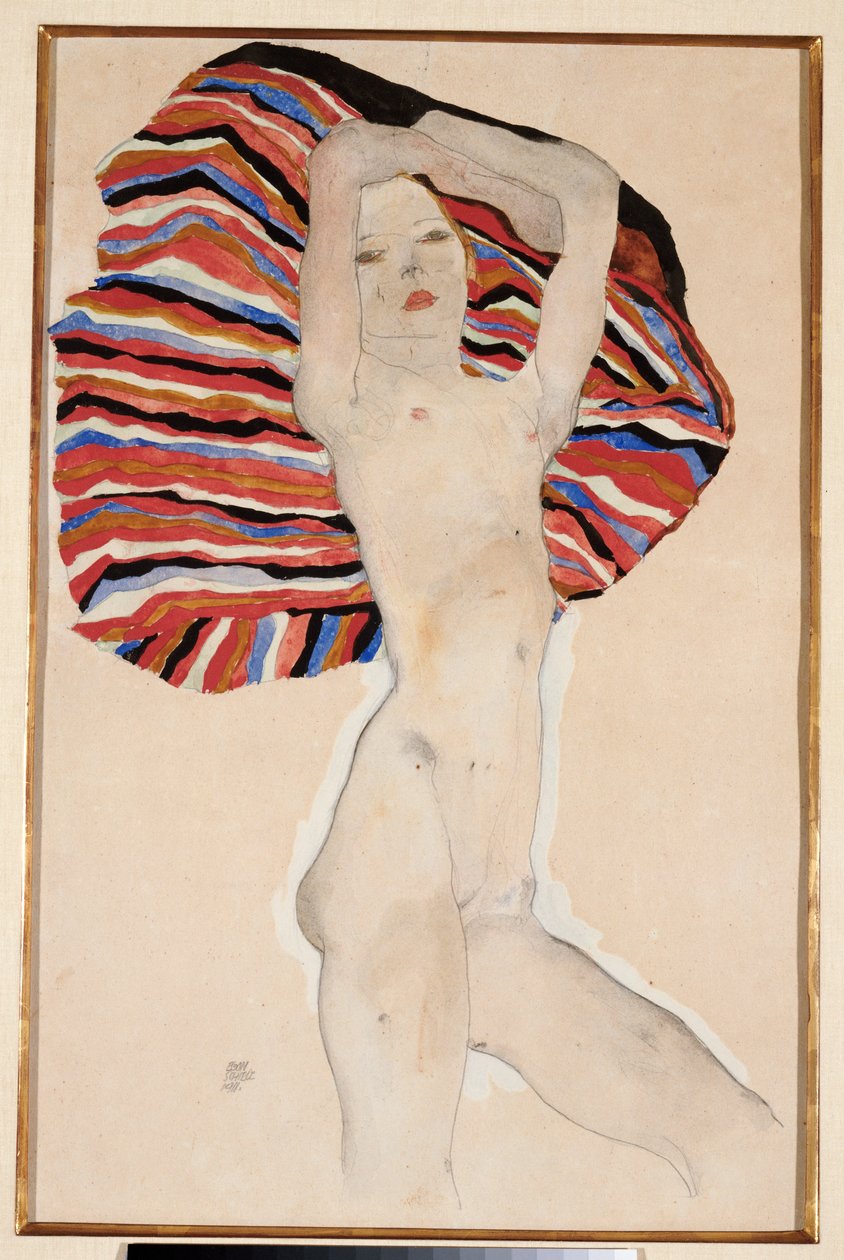 Lov mod farvet materiale, 1911 af Egon Schiele