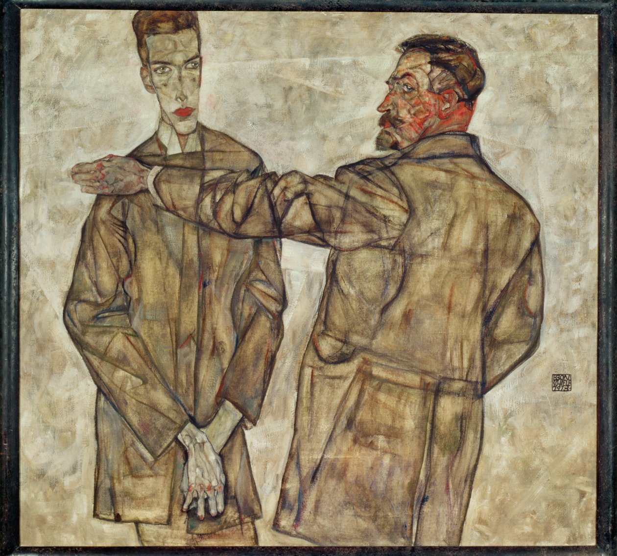 Dobbeltportræt af central inspektør ... (maleri på lærred) af Egon Schiele