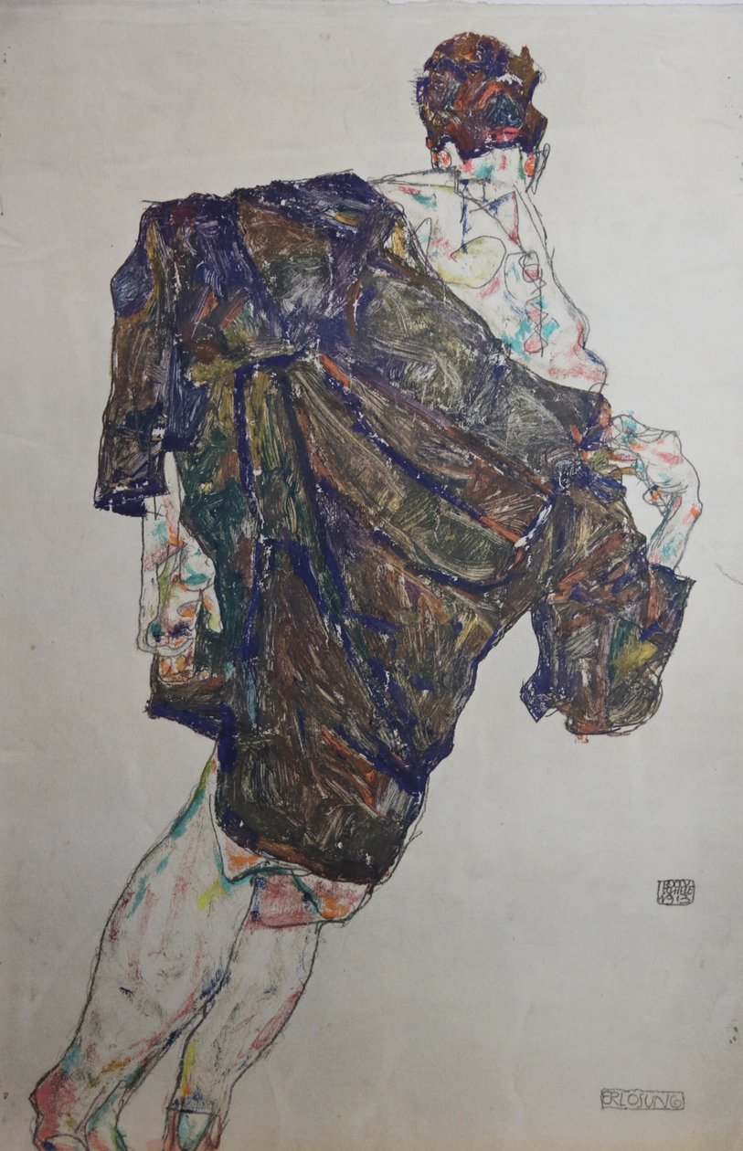 Figur med kappe, 1913. af Egon Schiele