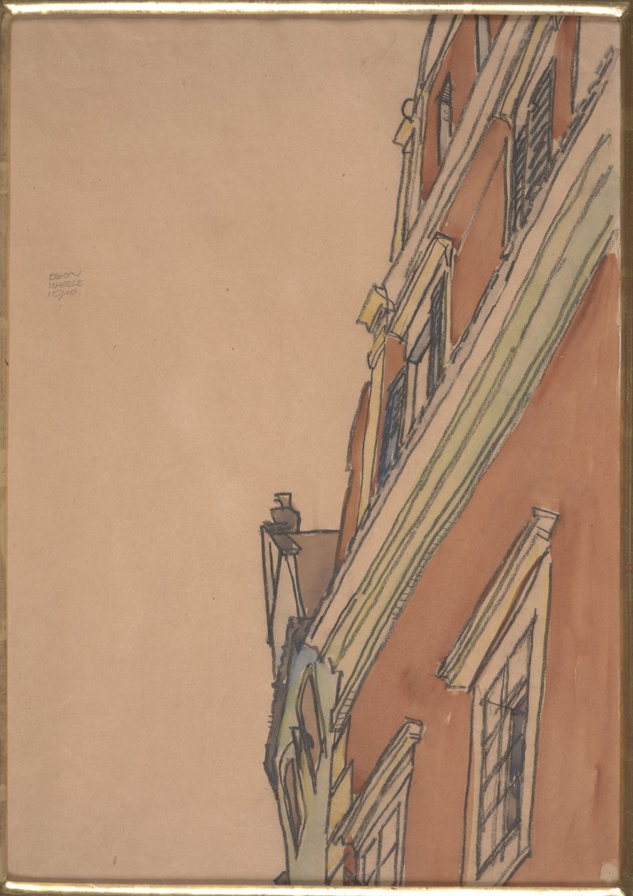 Forfra af en bygning: Krumau House af Egon Schiele
