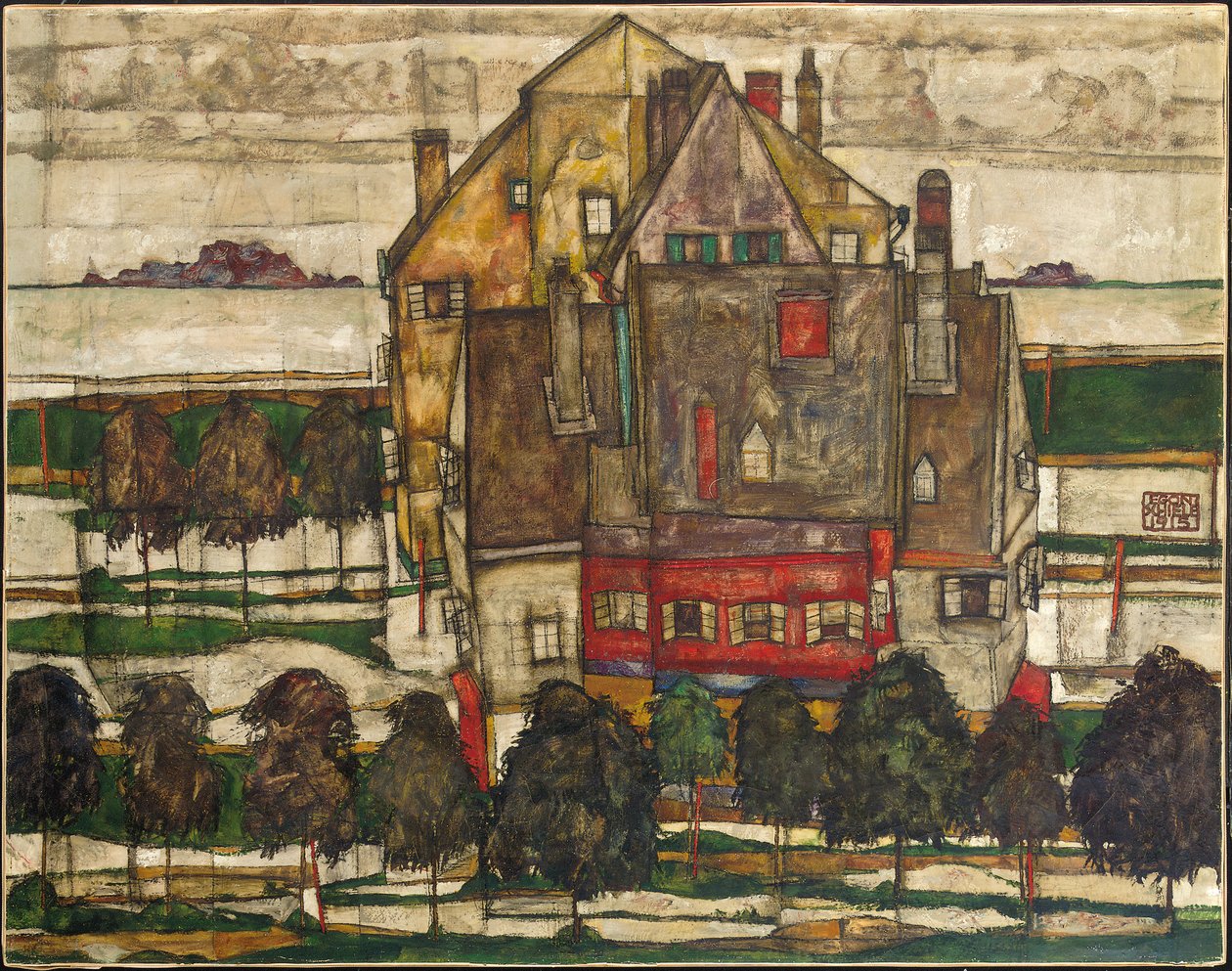 Individuelle huse (huse med bjerge) af Egon Schiele