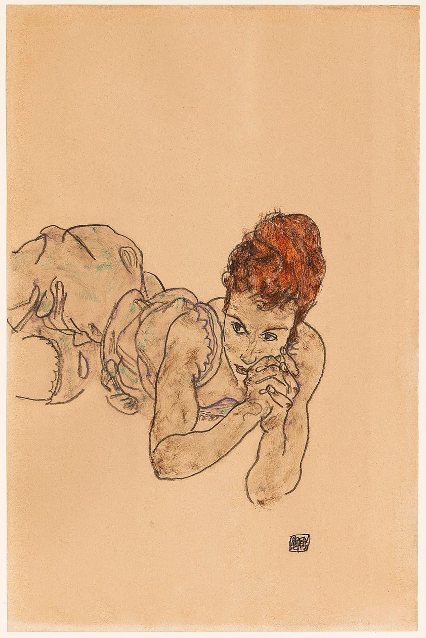 Løgnende kvinde, 1917. af Egon Schiele