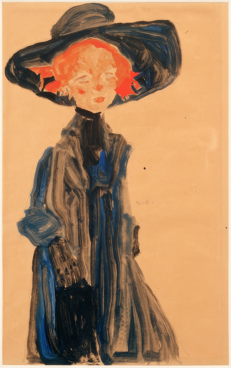 Pige i blåt af Egon Schiele