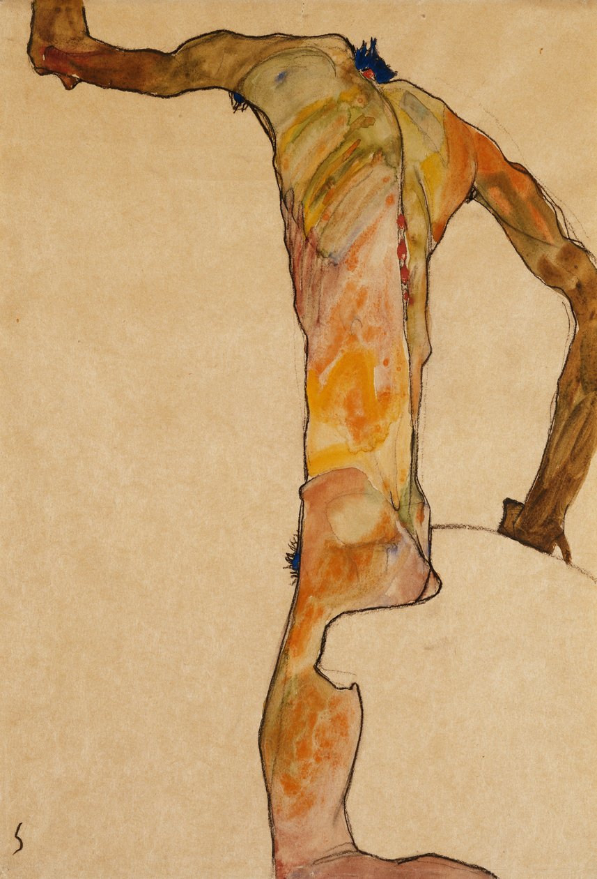 Mand Nøgen; Mandsloven, 1910 af Egon Schiele