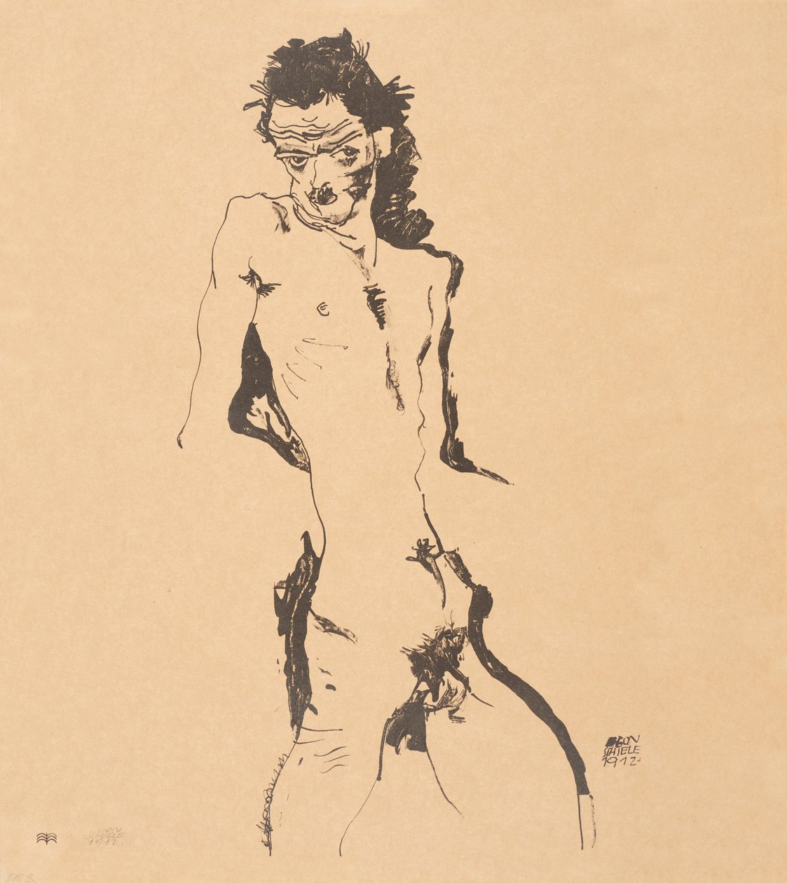 Mandligt nøgen-selvportræt, 1912. af Egon Schiele