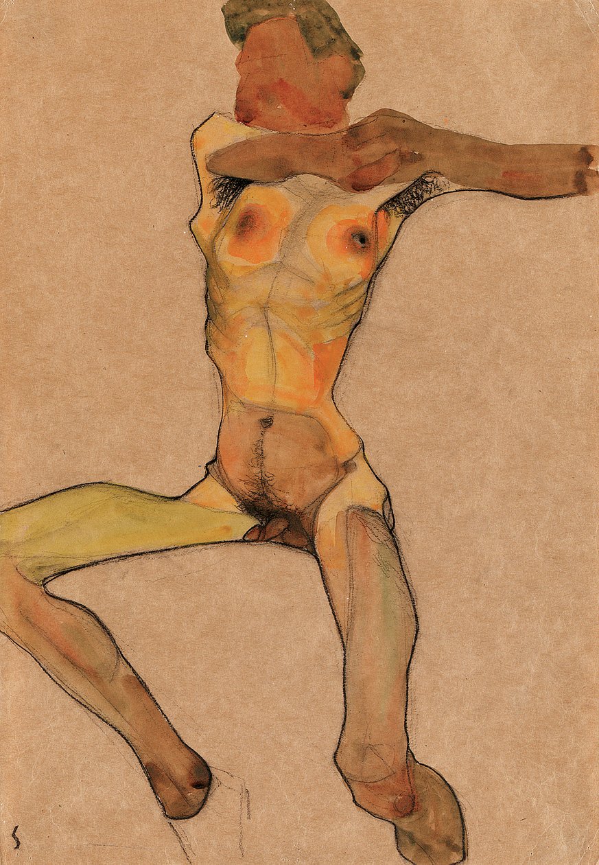 Mand nøgen, gul, 1910 af Egon Schiele