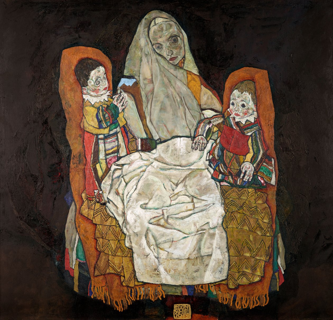 Mor med to børn III, 1915-1917. af Egon Schiele