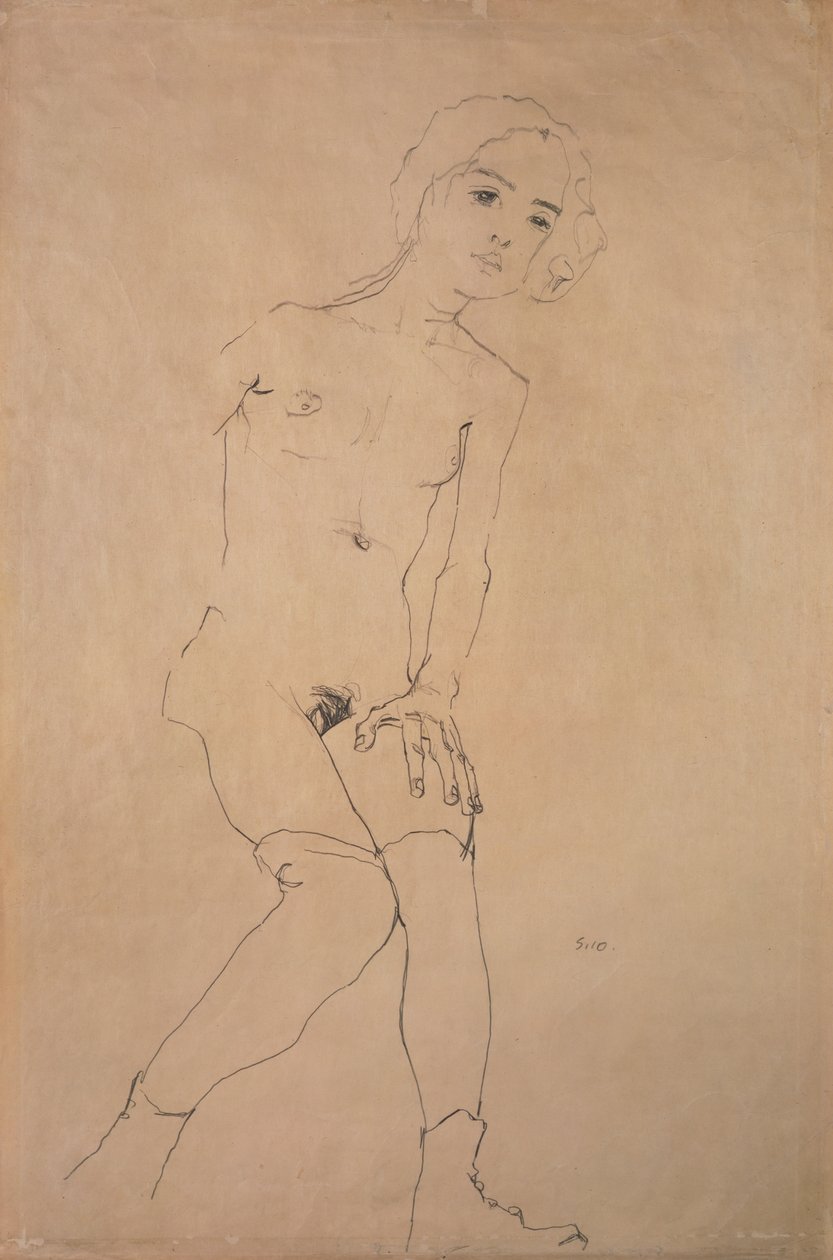 Nøgen, 1910 af Egon Schiele
