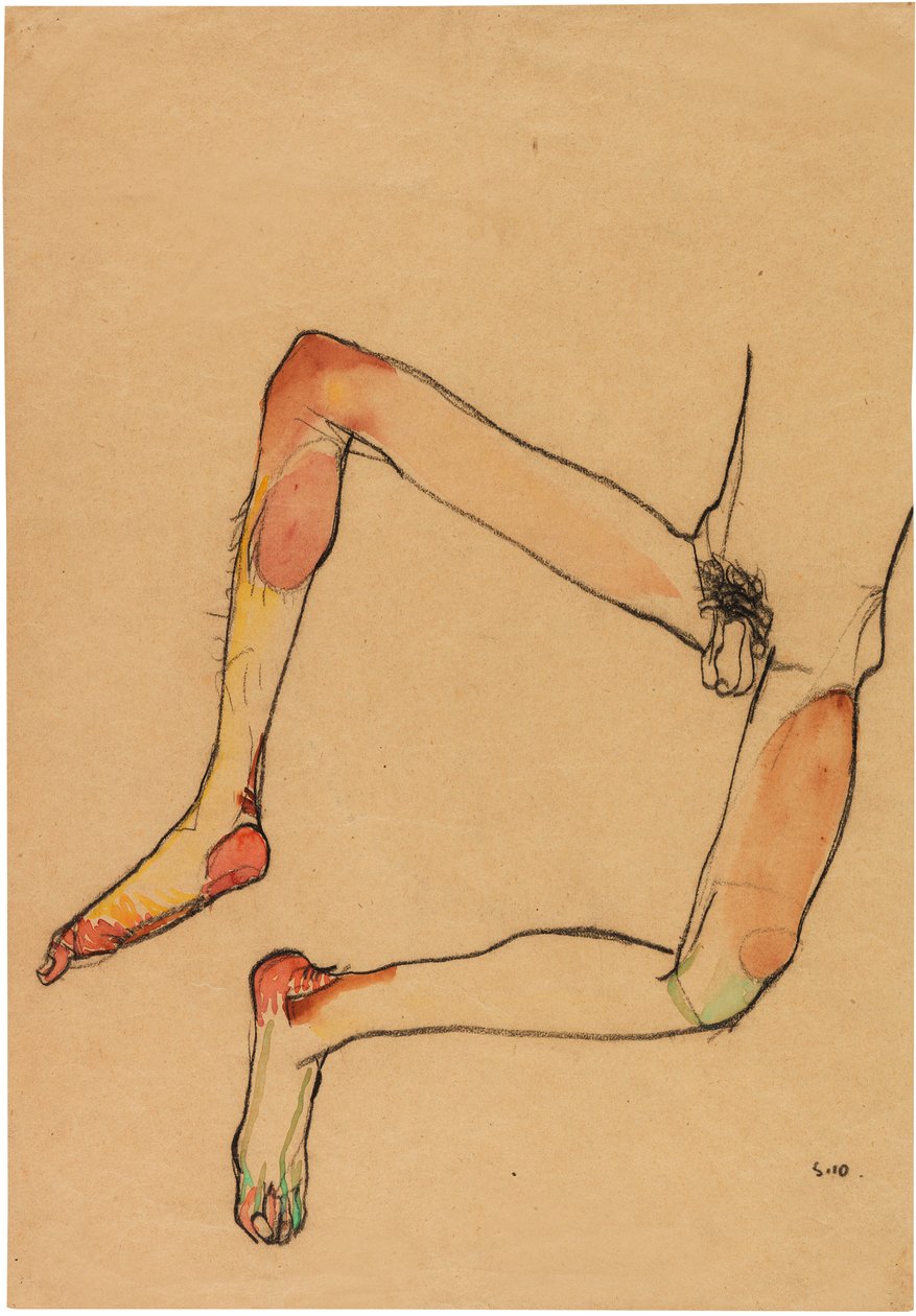 Nøgen mandlig mave, 1910. af Egon Schiele