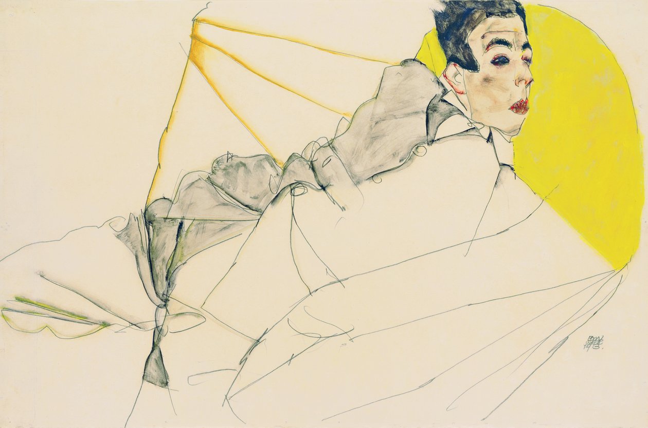 Liggende dreng Erich Lederer, 1913 af Egon Schiele