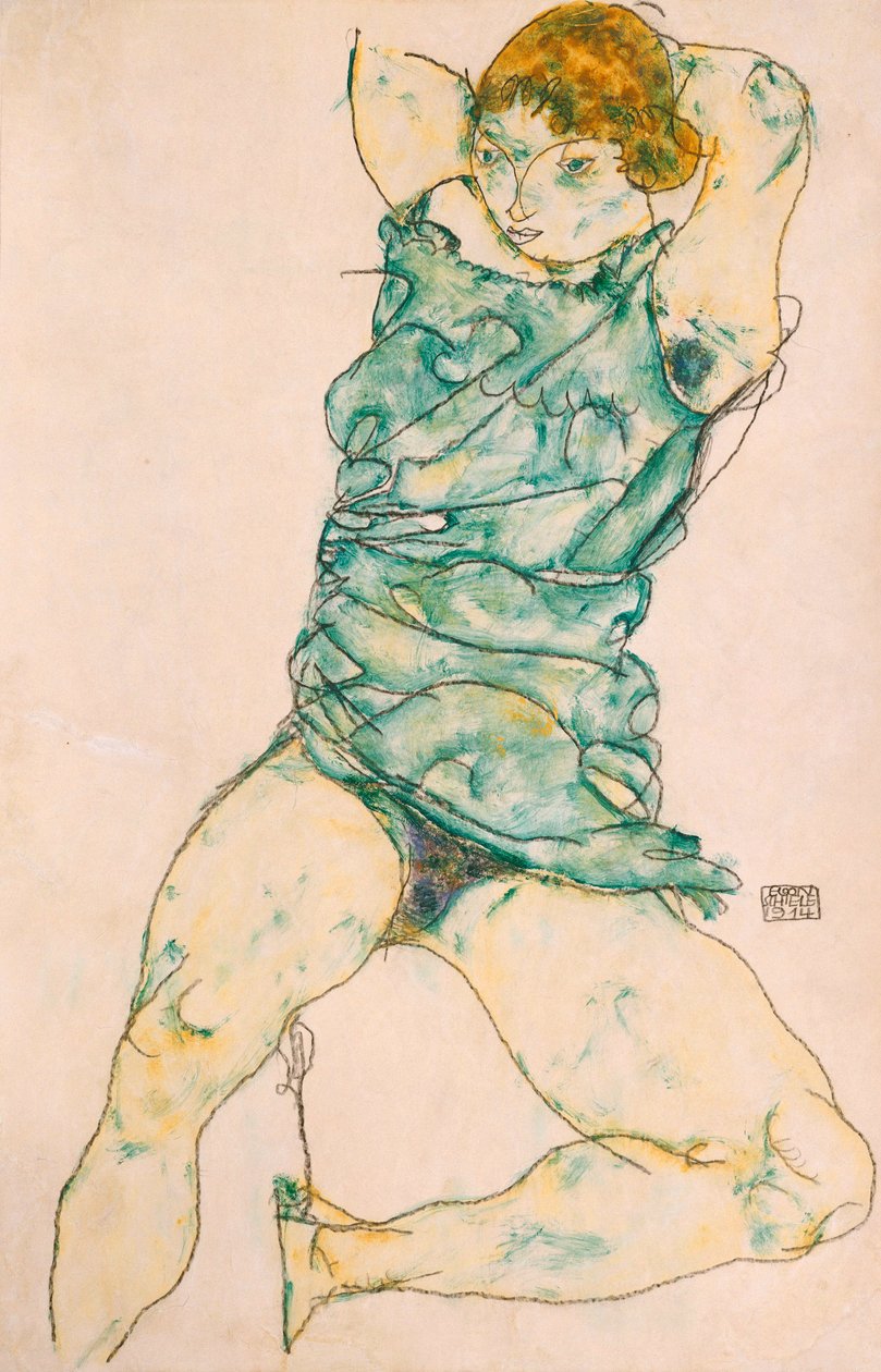 Liggende pige, 1914 af Egon Schiele
