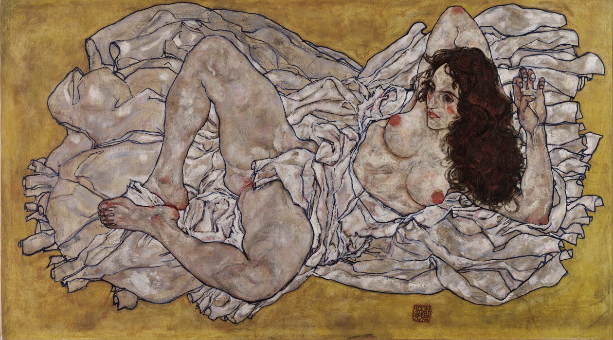 Liggende kvinde, 1917 af Egon Schiele