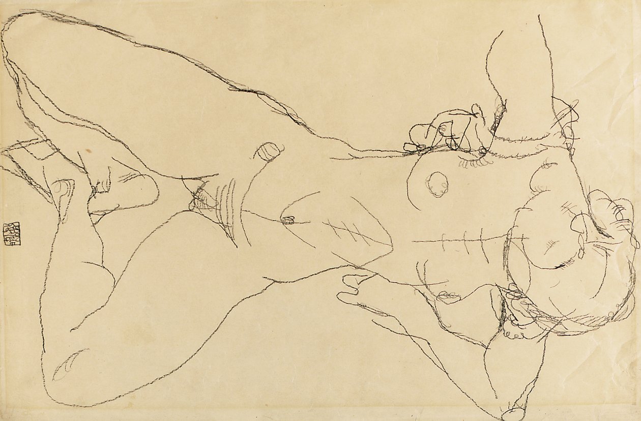Liggende nøgen kvinde, 1914 af Egon Schiele