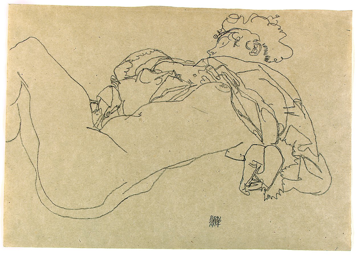 Liggende nøgen kvinde, 1914 af Egon Schiele
