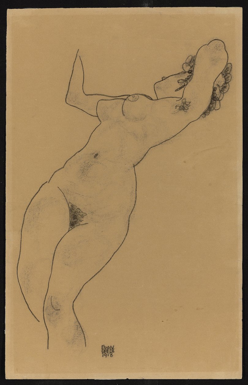 Liggende nøgen, 1918 af Egon Schiele