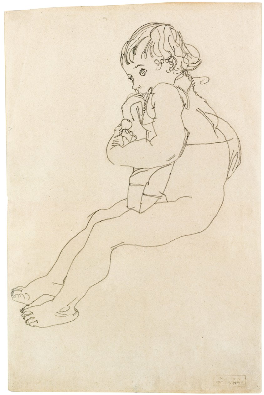 Siddende barn, 1916 af Egon Schiele