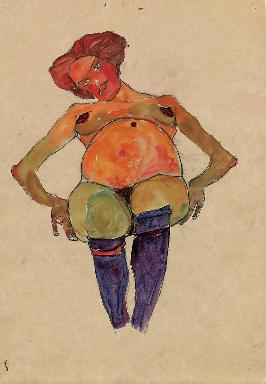 Siddende gravid kvinde af Egon Schiele