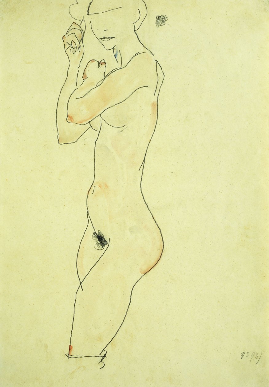 Stående nøgen; Stående nøgen, 1913 af Egon Schiele