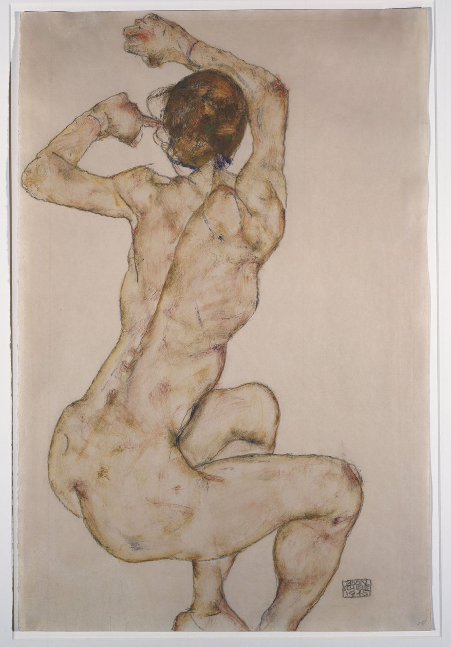 The Crouch, 1915 af Egon Schiele
