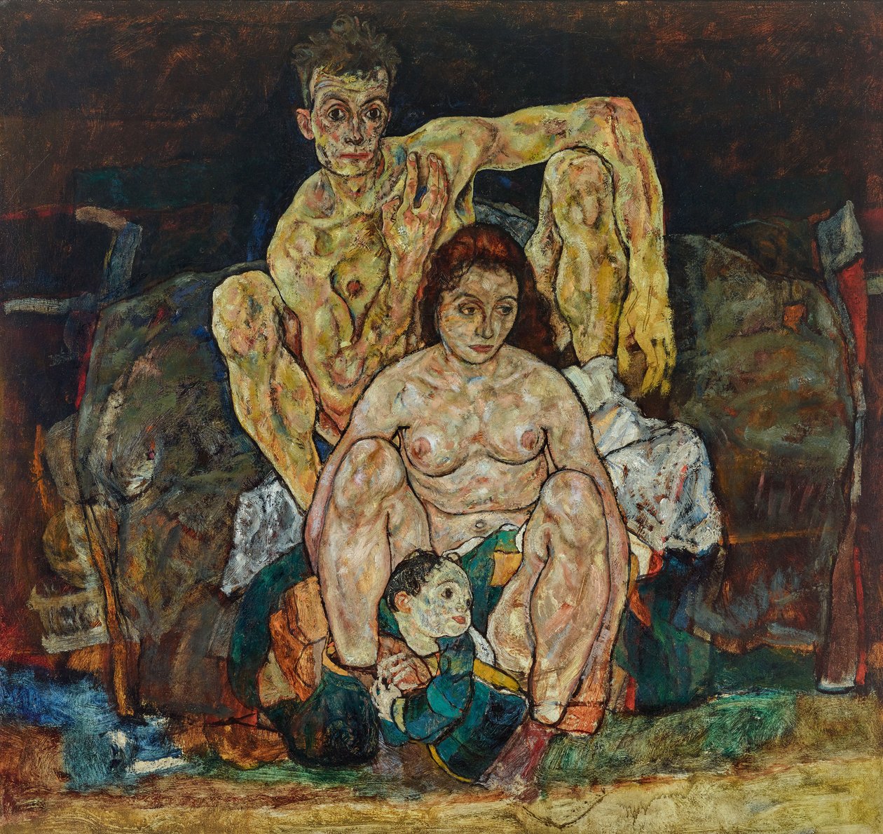 Familiens hugsiddende par, 1918. af Egon Schiele