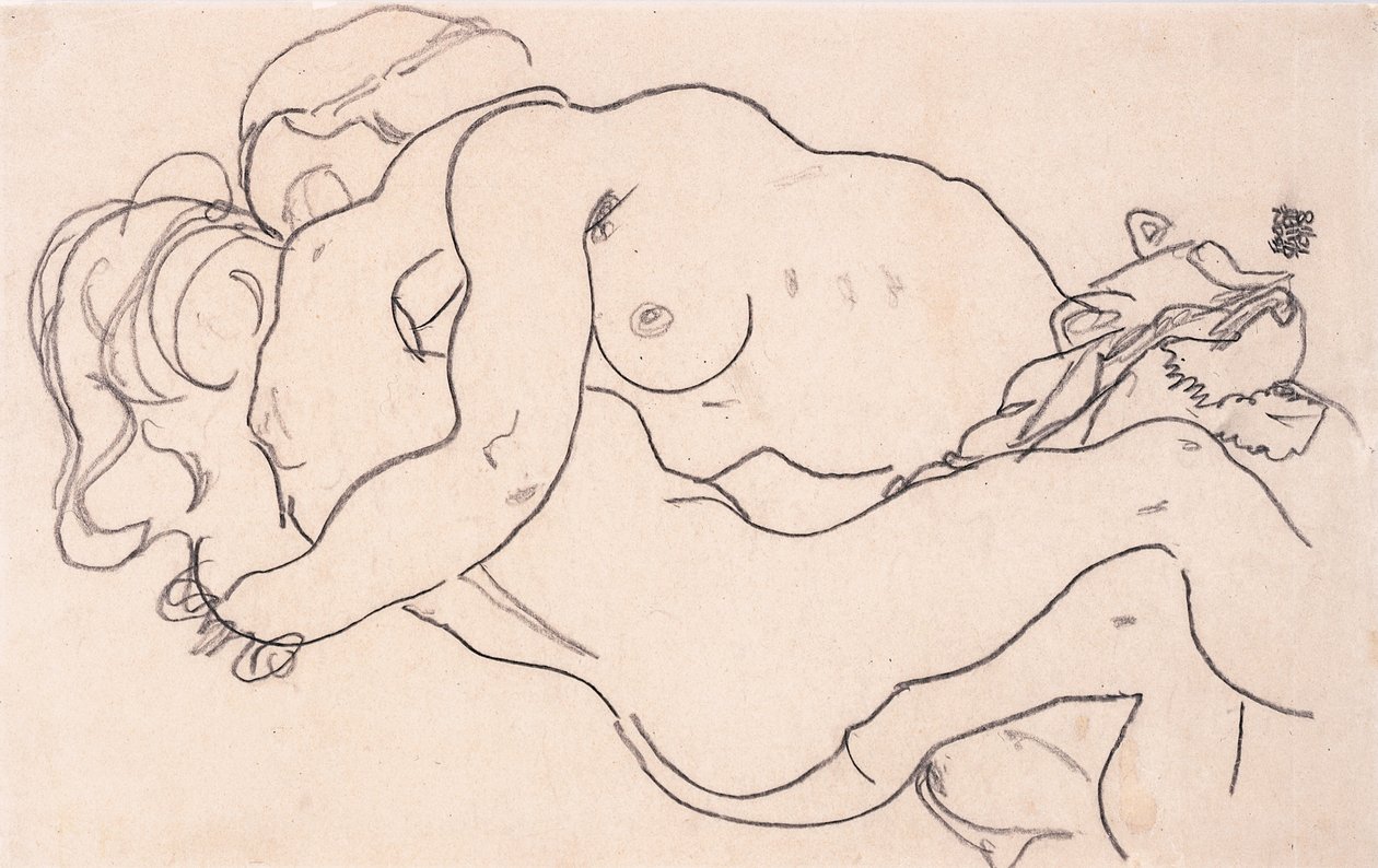 To omfavnende kvindelige nøgenbilleder, 1918 af Egon Schiele