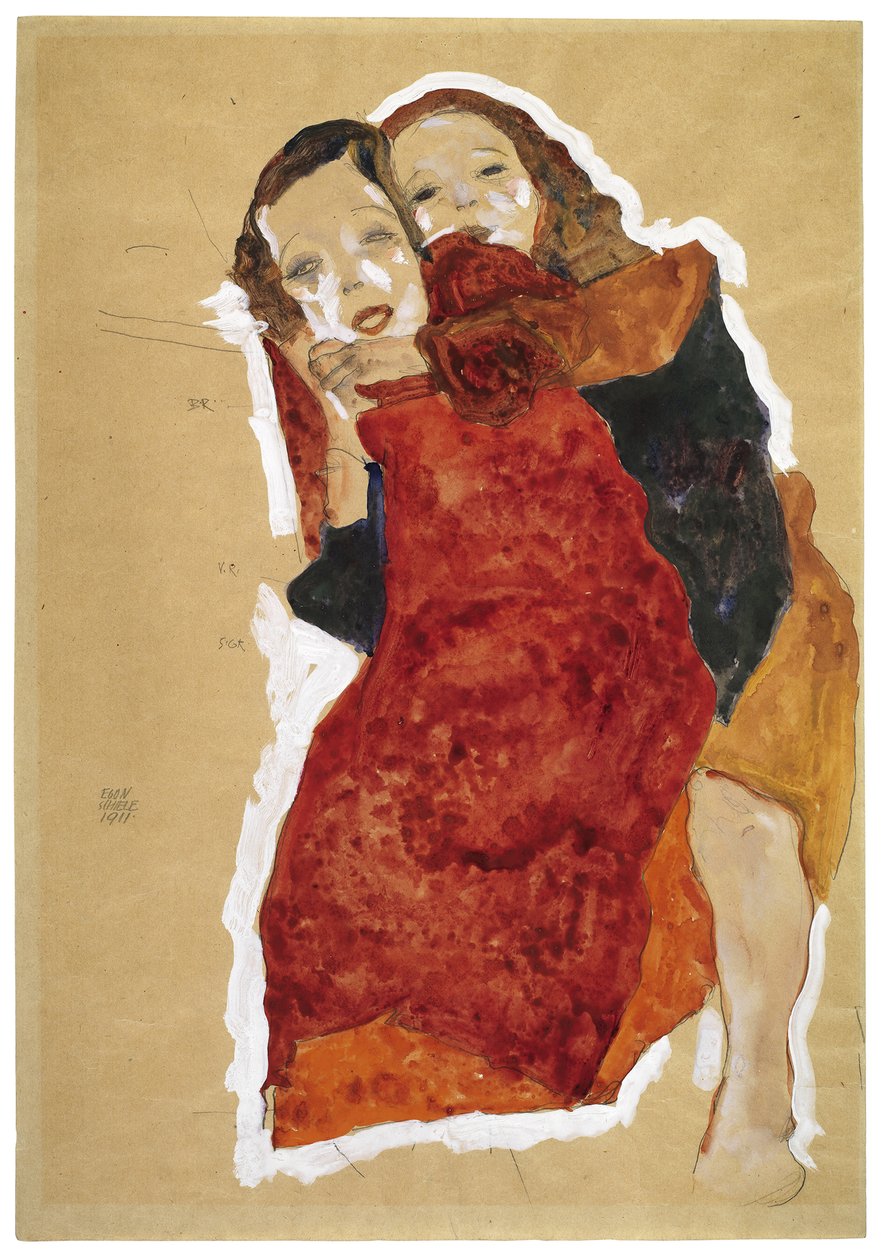 To piger, 1911 af Egon Schiele