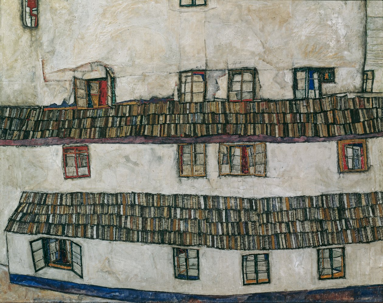 Vinduesfacade på et hus, 1914. af Egon Schiele