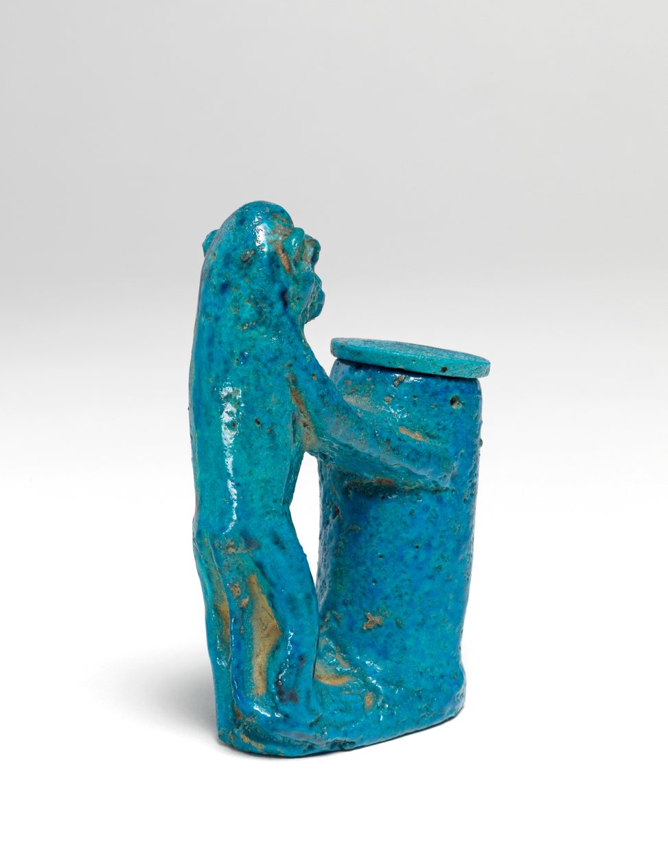 Kohl-gryde, i form af en abe-fajance, se også 423000 af Egyptian 18th Dynasty
