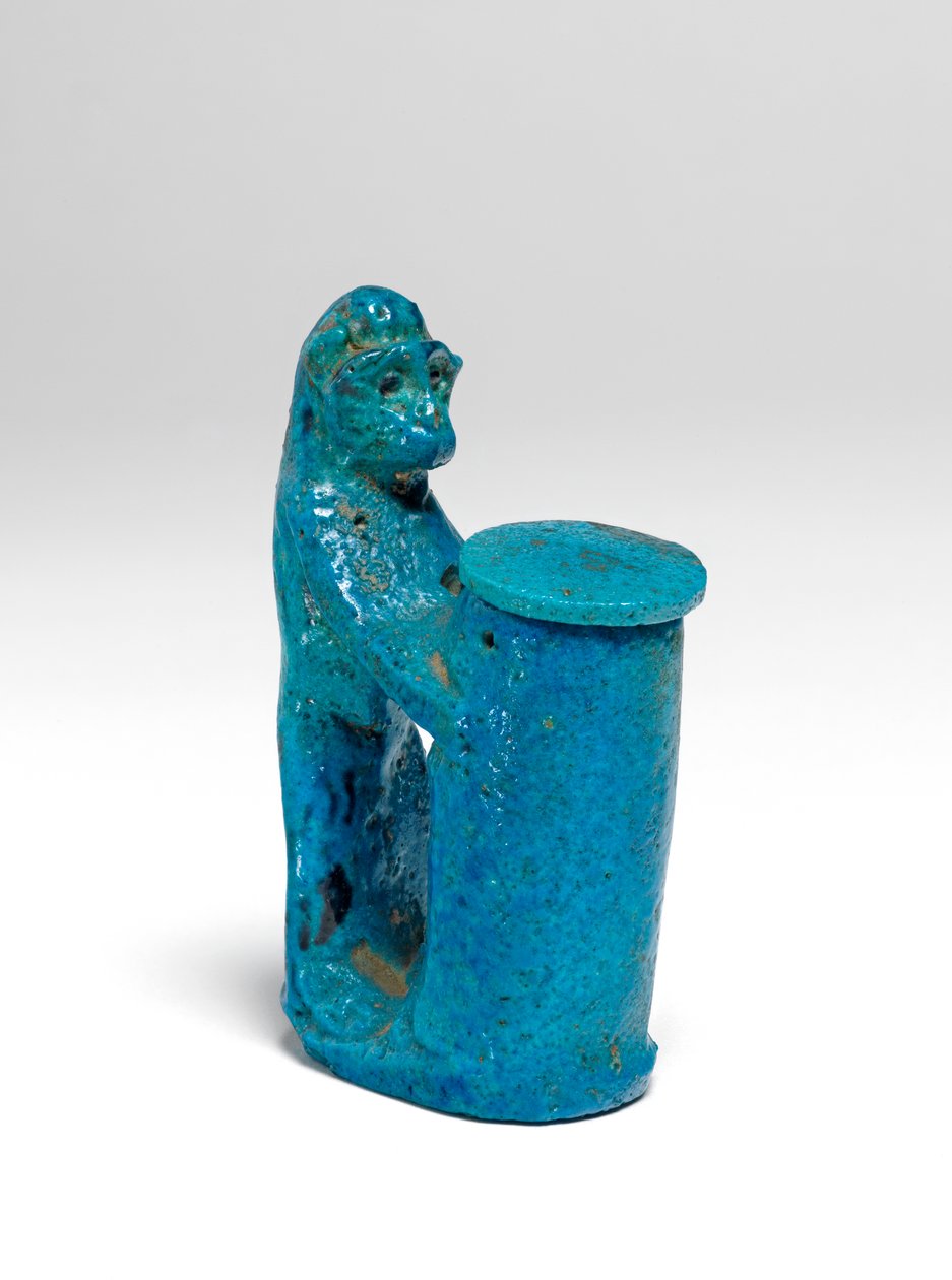 Kohl-gryde, i form af en abe-fajance, se også 423001 af Egyptian 18th Dynasty