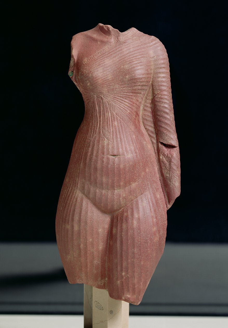 Kvindelig torso, sandsynligvis dronning Nefertiti, Amarna-perioden (1365-1349 f.Kr.) New Kingdom (kvartsit) af Egyptian 18th Dynasty