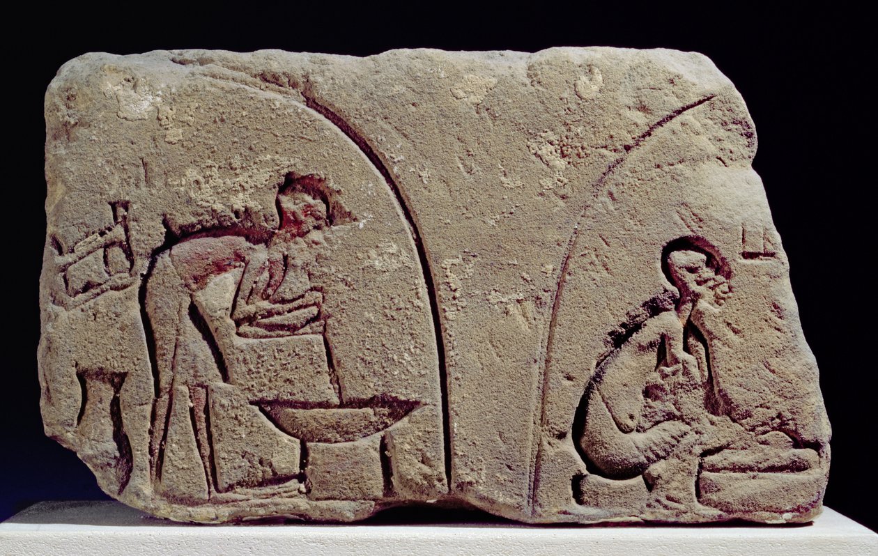 Relief of Food Preparation, Amarna, 1300-tallet f.Kr. (kalksten) af Egyptian 18th Dynasty