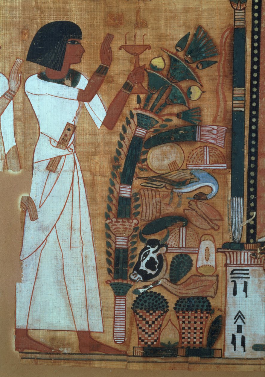 The Fumigation of Osiris, side fra Book of the Dead af Neb-Qued, Egyptisk, New Kingdom (papyrus) af Egyptian 19th Dynasty