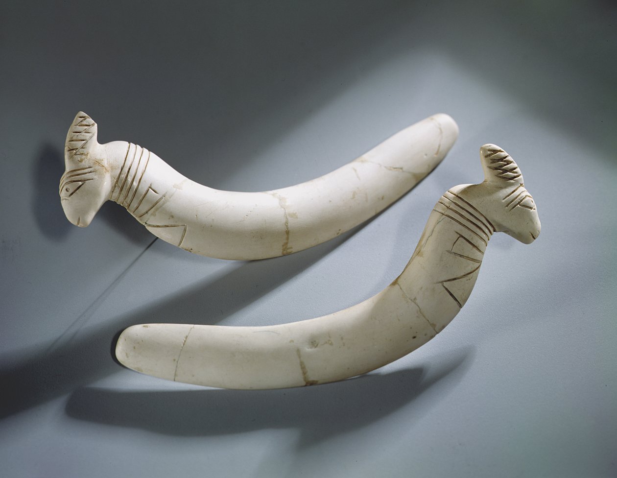 Et par kastanjetter, Thinit Periode (flodhest elfenben) af Egyptian 1st Dynasty