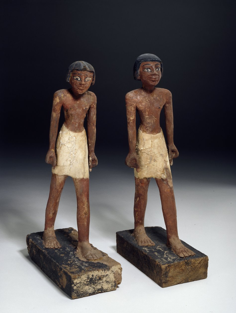 Statuetter træ, gesso & maling af Egyptian 6th Dynasty