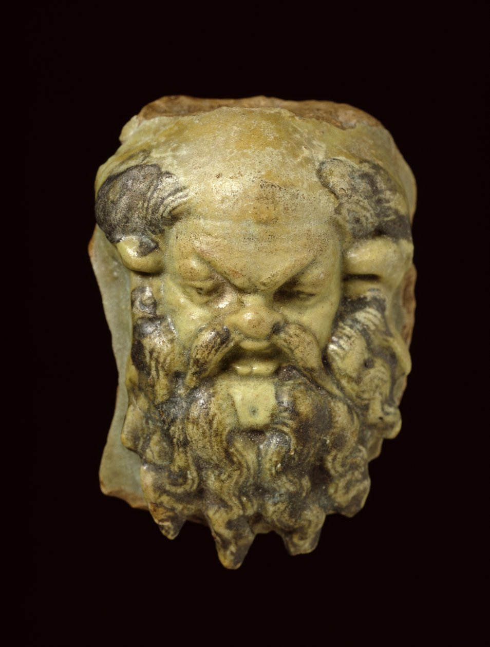 Silenus hoved af glaseret fajance fajance af Egyptian Ptolemaic Period
