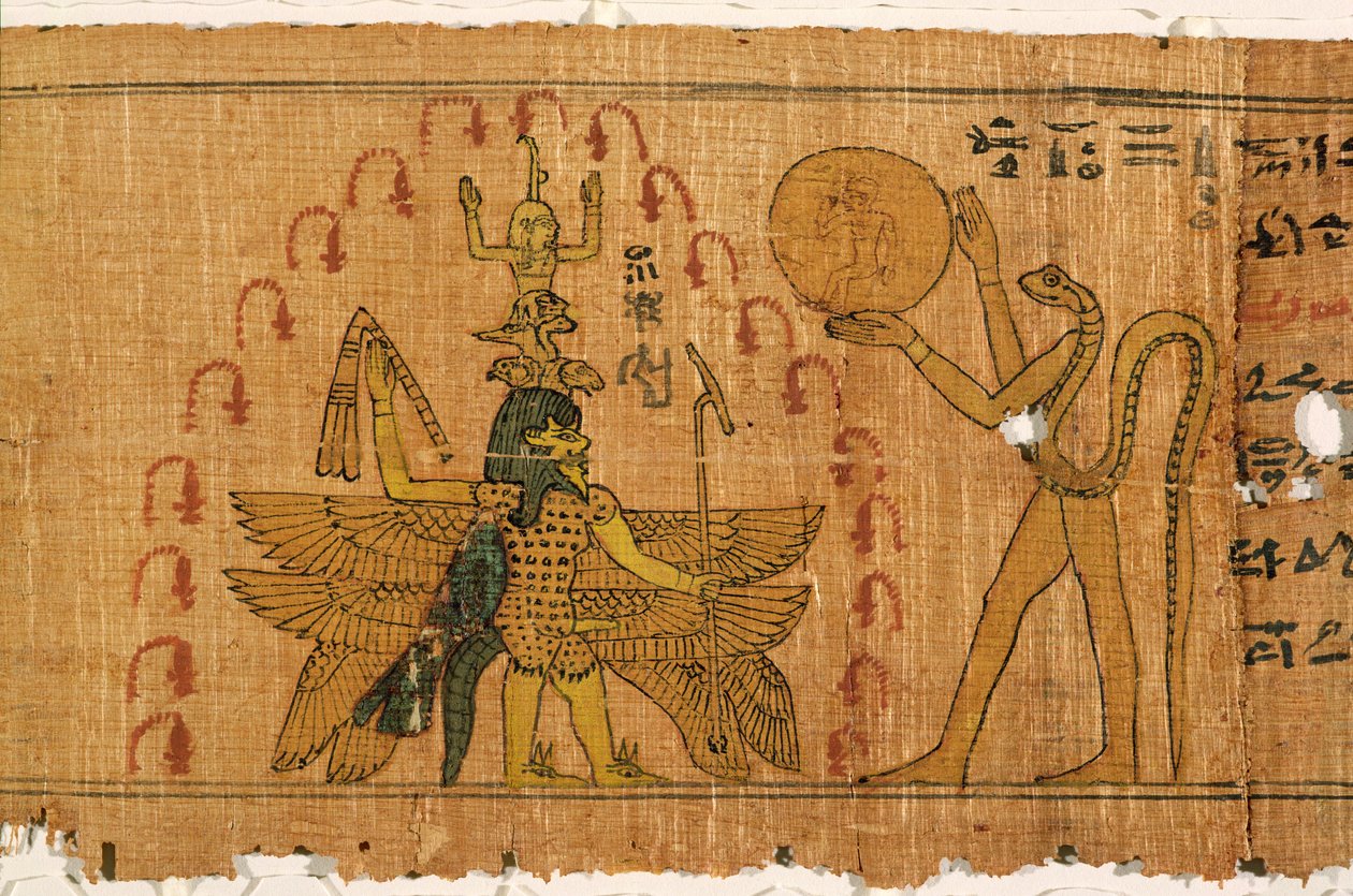 Magisk papyrus, sendynastisk, ptolemæisk periode (332-30 f.Kr.) af Egyptian