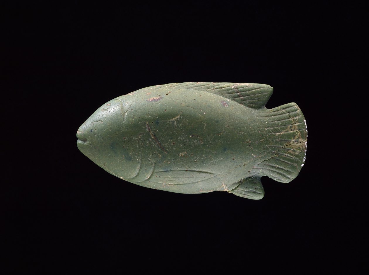 Fiskeformet fad (glas) af Egyptian 18th Dynasty