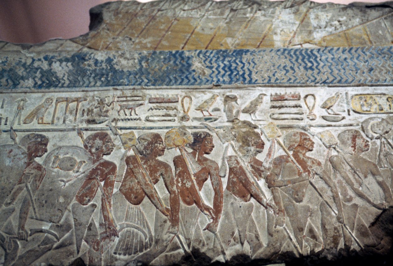 Relief af militærparade af Egyptian 18th Dynasty