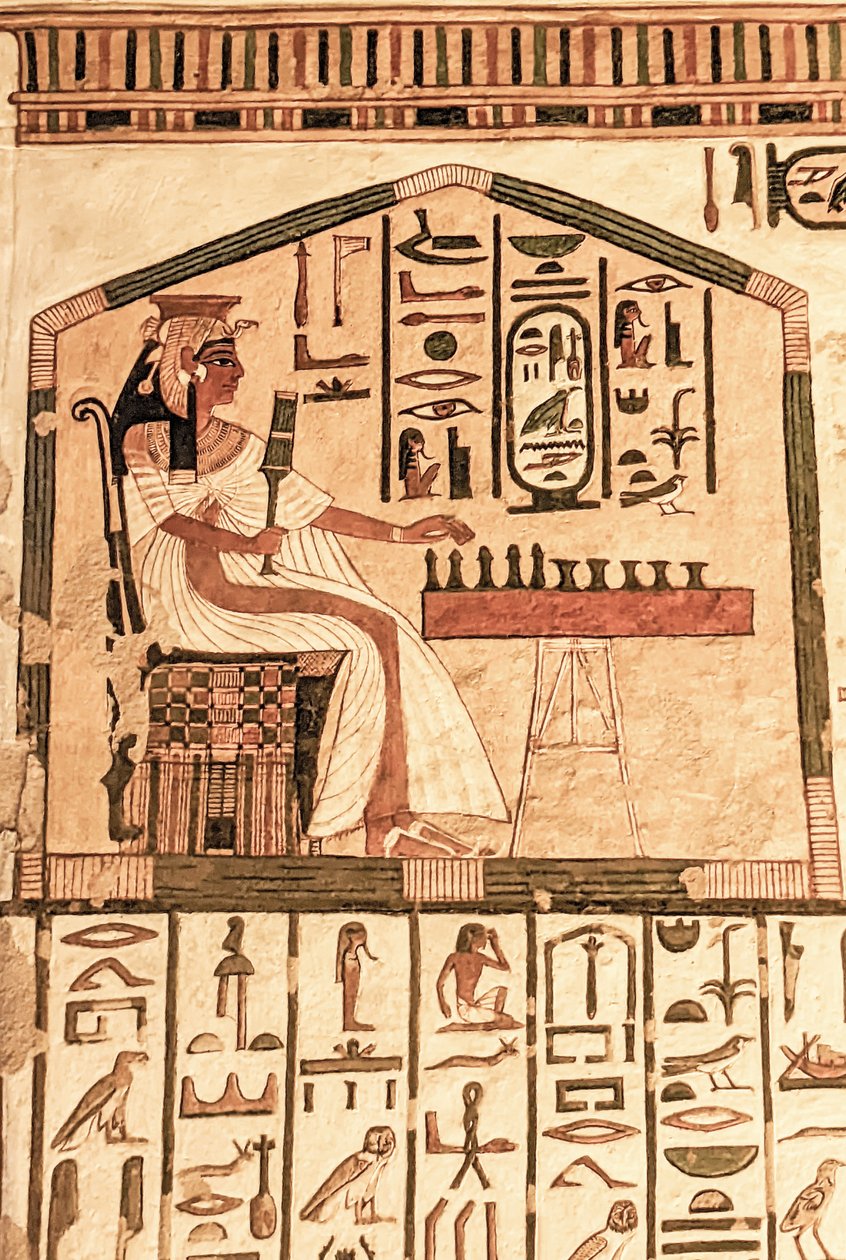 Nefertari spiller senet (vægmaleri) af Egyptian 19th Dynasty
